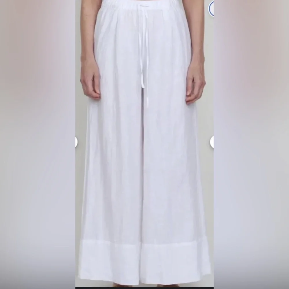 ZARA GORGEOUS LINEN WIDE PANTS LIGHT WEAR AS SEEN IN CROTCH Elegant White large
